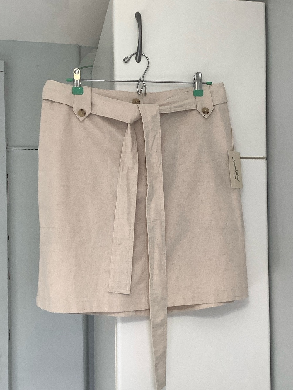 Universal Thread Natural Beige Tie-Waist Linen Mini Skirt